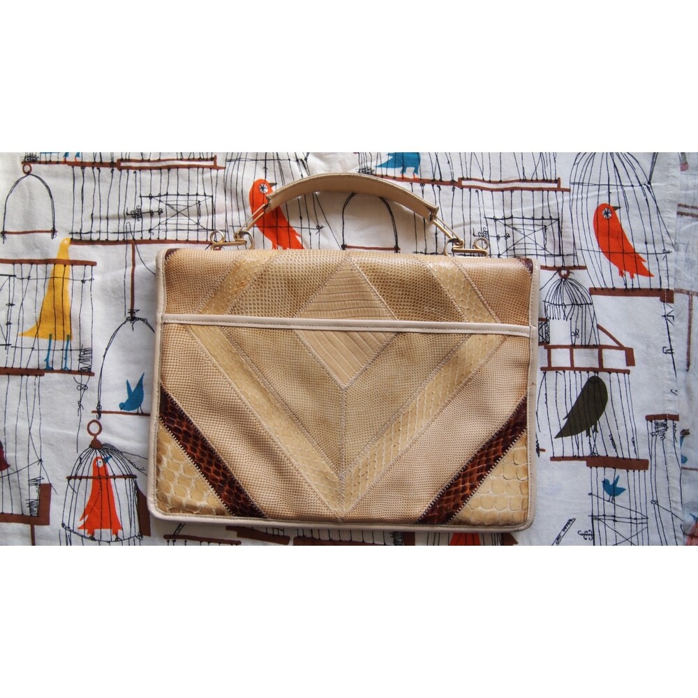 Rare Vintage Varon 70s Snakeskin Reptile Luxury Multicolor Chevron Purse Clutch - Picture 2 of 9